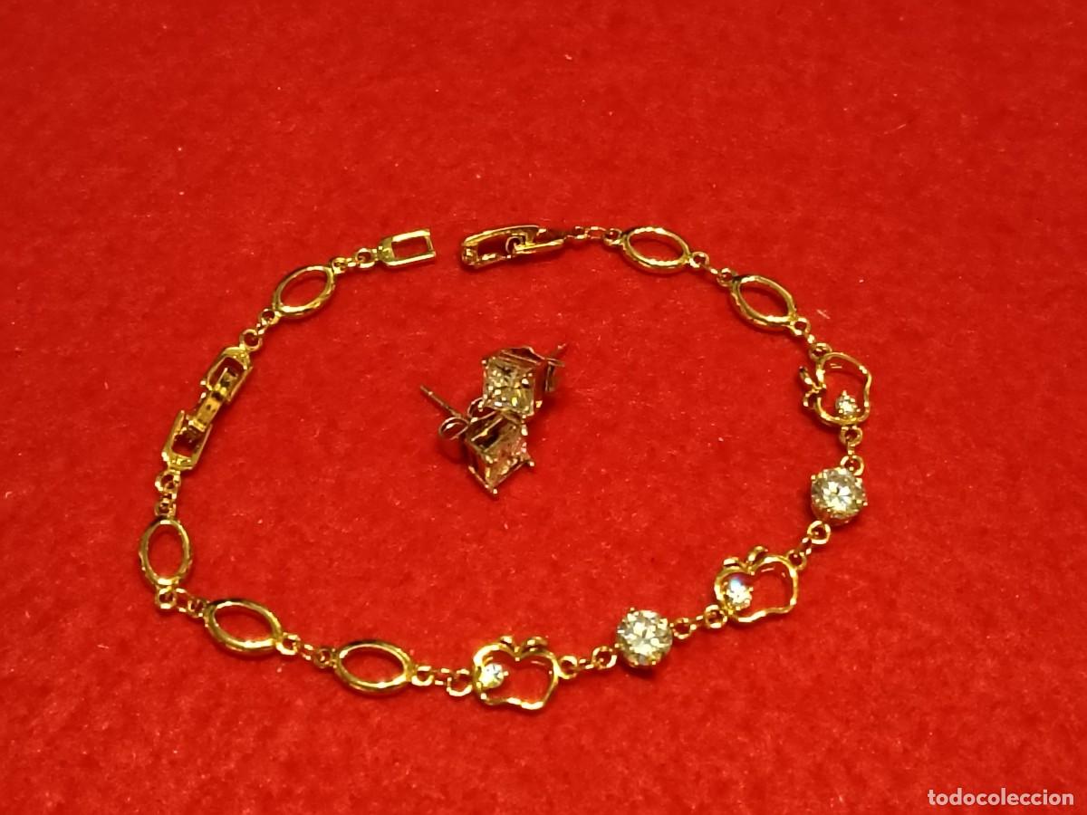 Gioielleria: PRECIOSO CONJUNTO DE PULSERA + PENDIENTES CON CIRCONITA EN GOLD FILLED 14K, DISE&Ntilde;O EXCLUSIVO