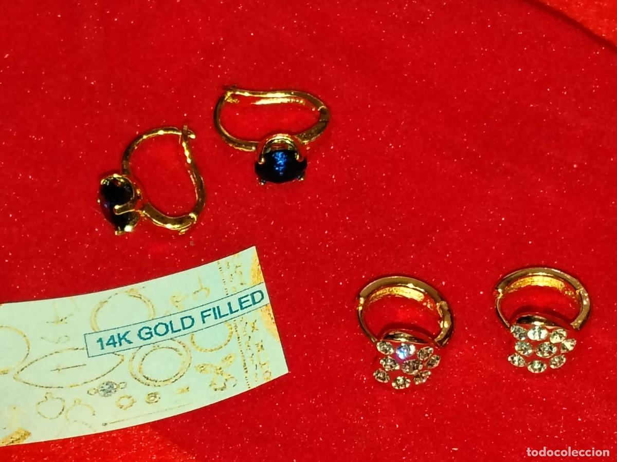 Gioielleria: 2 PARES DE PENDIENTES CON CIRCONITA EN GOLD FILLED 14K, DISE&Ntilde;O EXCLUSIVO