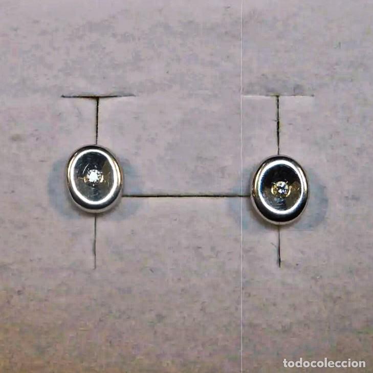 Joyeria: PENDIENTES DE ORO BLANCO CON CHATONES OVALES 2 BRILLANTES 0,17 CTS. ORO 18 KTES.SIST. PRESION