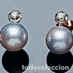 Joyeria: PENDIENTES DE ORO BLANCO CON 2 BRILLANTES 0,17 CTS Y AUSTRALIANAS 12,5 MM. ORO 18 KTES.SIST. PRESION