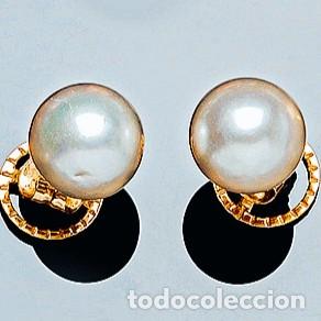 Joyeria: PENDIENTES DE ORO AMARILLA PERLAS AUSTRALIANAS 13 MM. ORO 18 KTES.SIST. PRESION