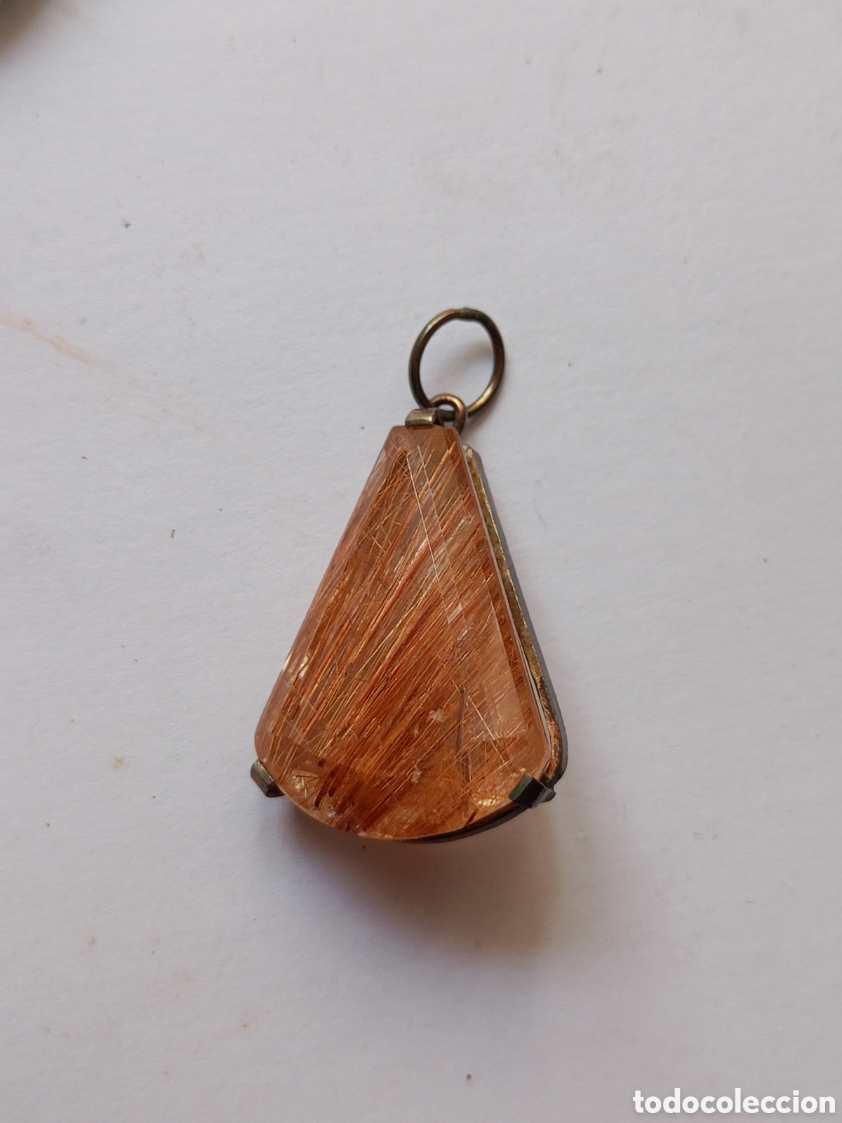Joyeria: Colgante piedra natural cristal de cuarzo rutilado y plata