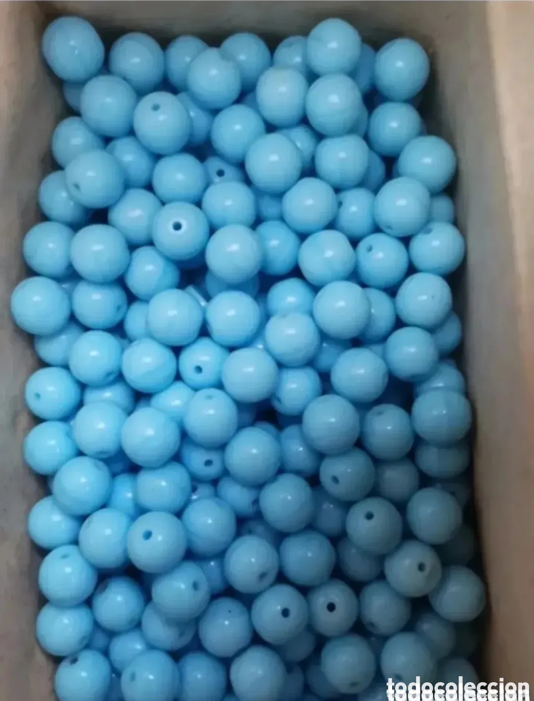 Joyeria: Antiguo paquete bola azul doble agujero 8mm granito precintado 1kg a&ntilde;os 70