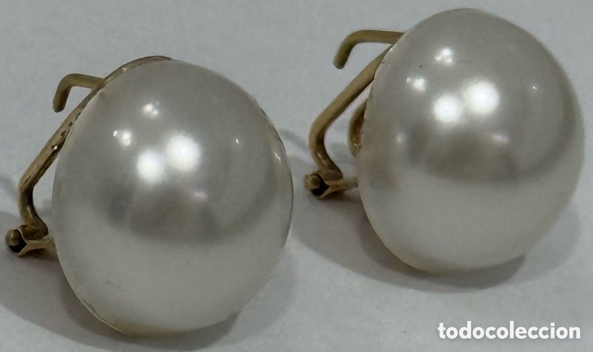 Joyeria: ANTIGUOS PENDIENTES ORO AMARILLO 18 K Y PERLAS MABE