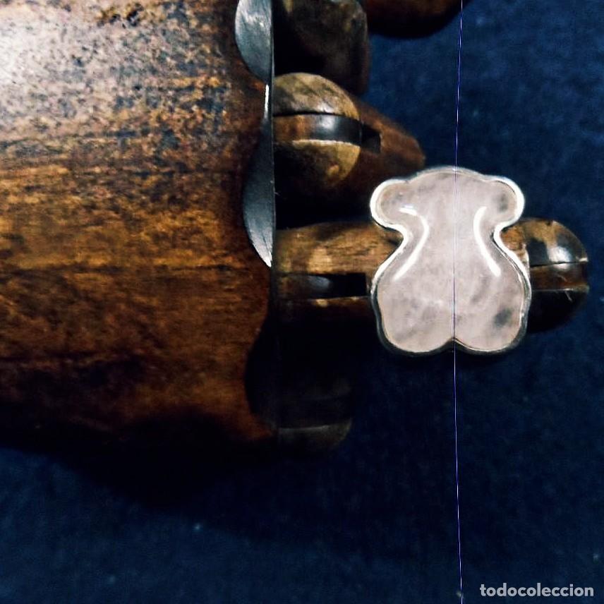 Joyeria: ANILLO DE PLATA CON OSO DE CUARZO ROSA CABUJON. MARCA TOUS. PLATA LEY 925 TOUS