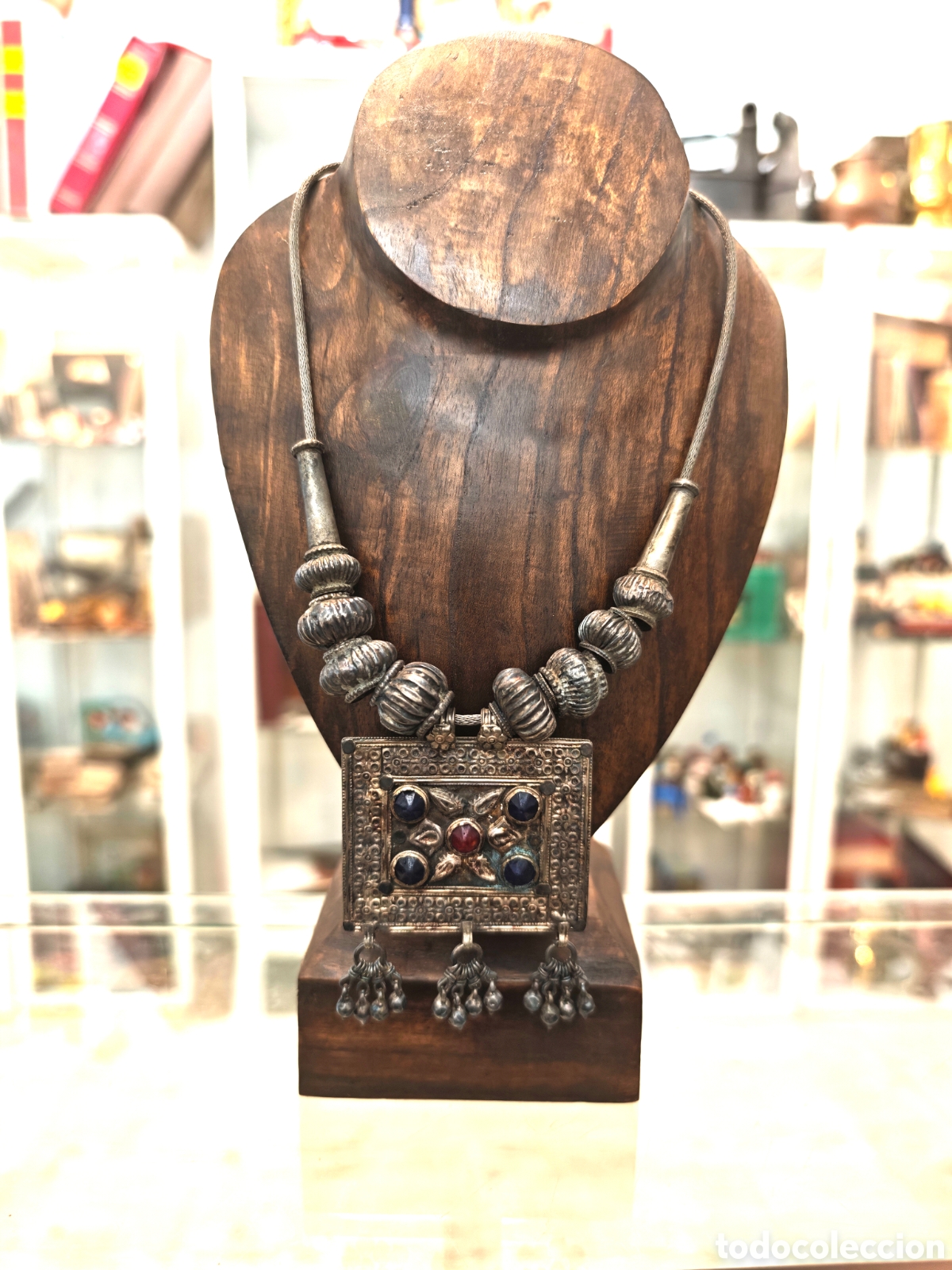 Joaillerie: Collar colgante plata 900 mil&eacute;simas &eacute;tnico siglo xix. rajasthan, Afganist&aacute;n,India