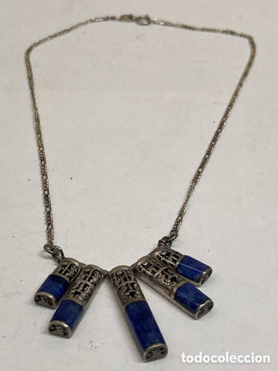 Joyeria: Collar de plata con piedras lapisl&aacute;zuli CC436