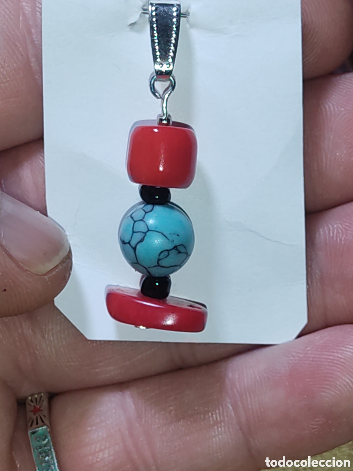 Joyeria: Colgante de Coral y turquesa.Vintage.