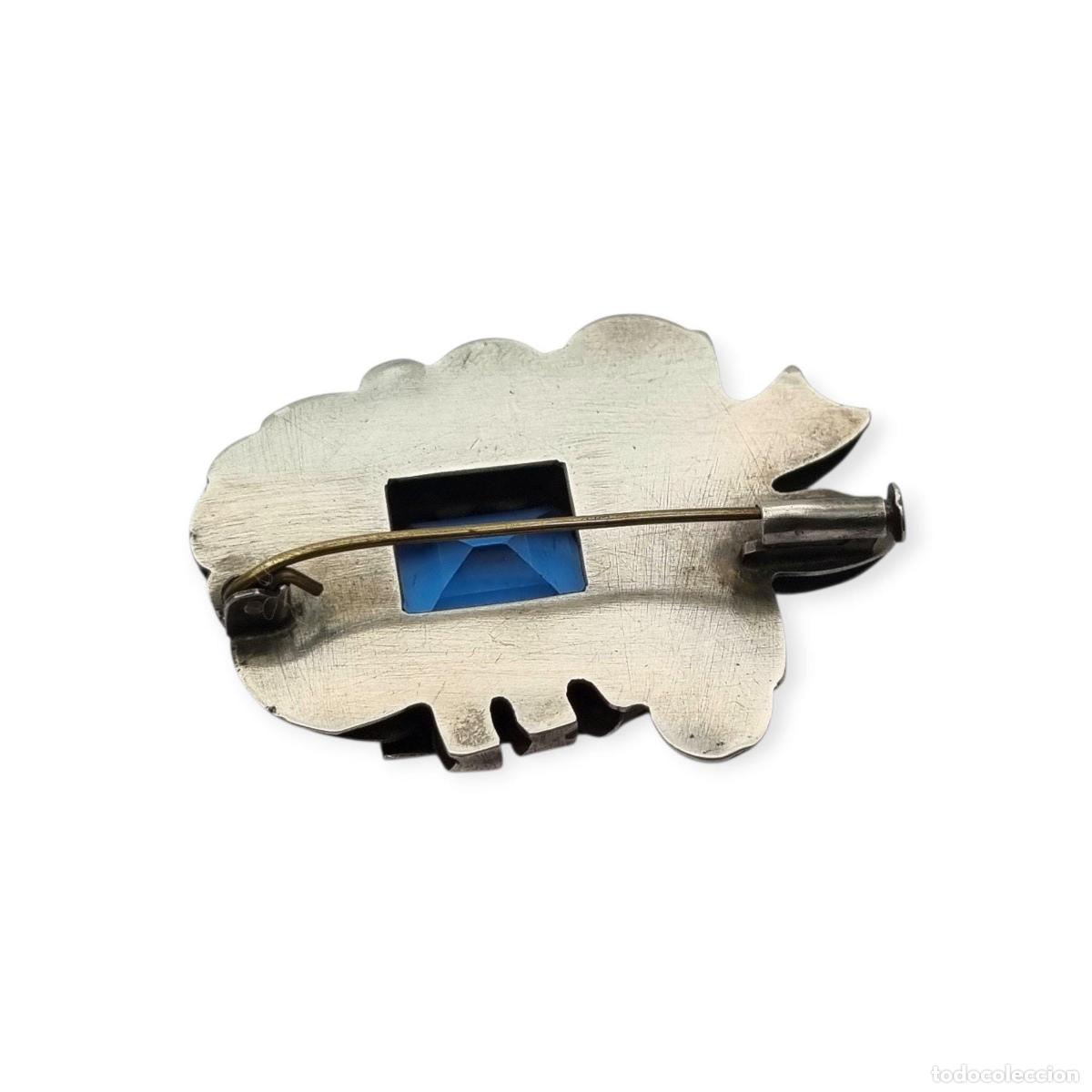 Joyeria: Broche Art D&eacute;co Catal&aacute;n en plata con vistas de oro y simil aguamarina, circa 1930-1940