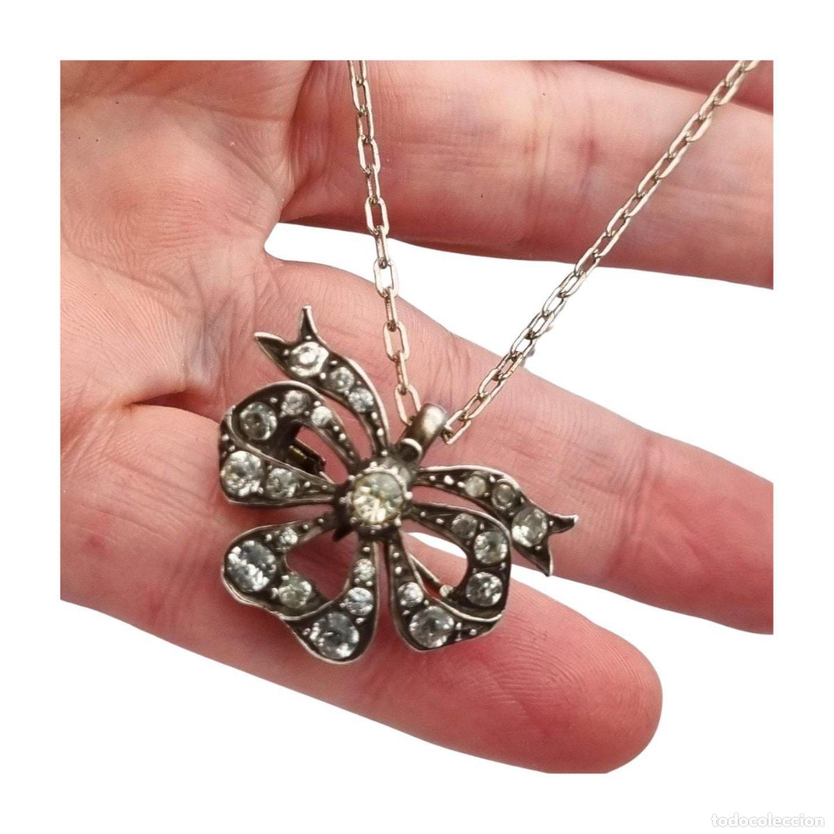 Joyeria: Colgante lazo Art D&eacute;co en plata, broche antiguo, Europa Circa 1930-40