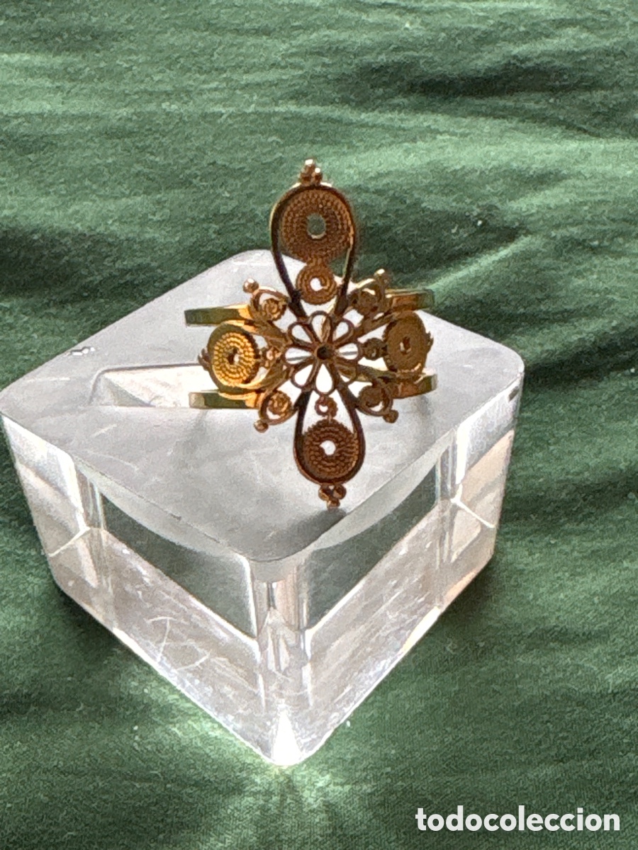 Joyeria: Anillo dorado ajustable en filigrana portuguesa (A16)