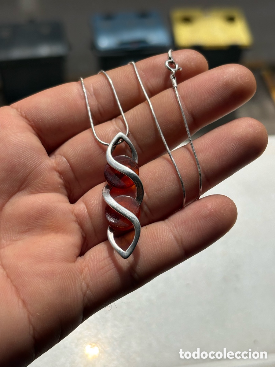 Joyeria: Cadena y colgante Plata de ley 925 / Ambar natural