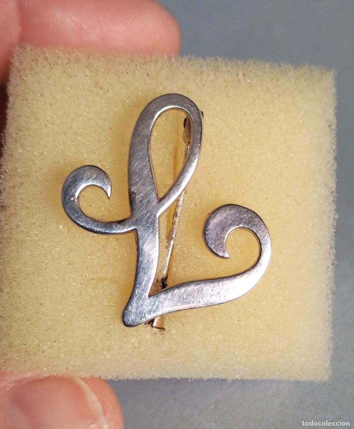 Joyeria: Broche de plata de ley, letra L - Foto 4