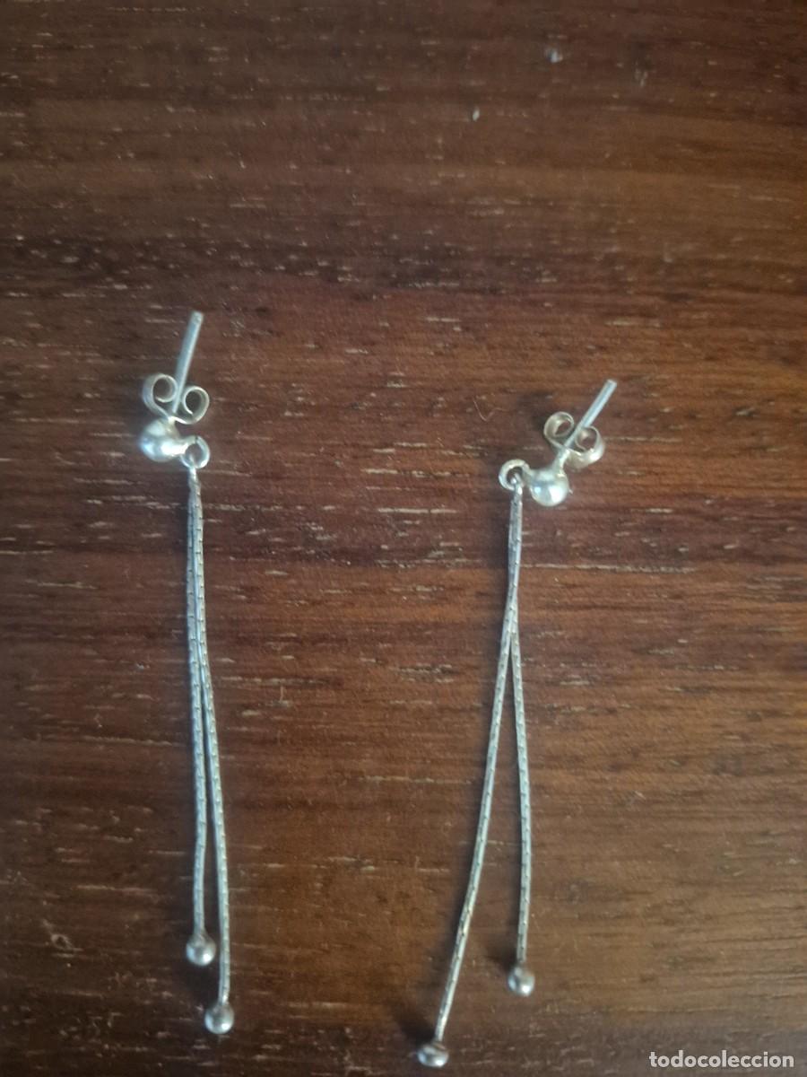 Joyeria: Pendientes largos plateados colgantes dise&ntilde;o moderno minimalista elegantes