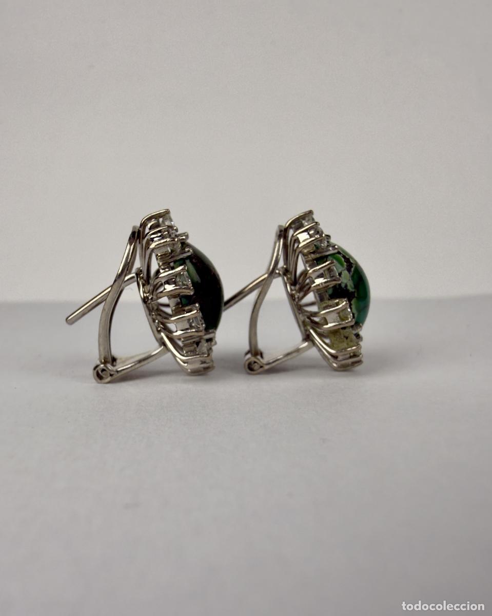 Joyeria: Pendientes Oro Blanco 18k Jade y Diamantes - Foto 4