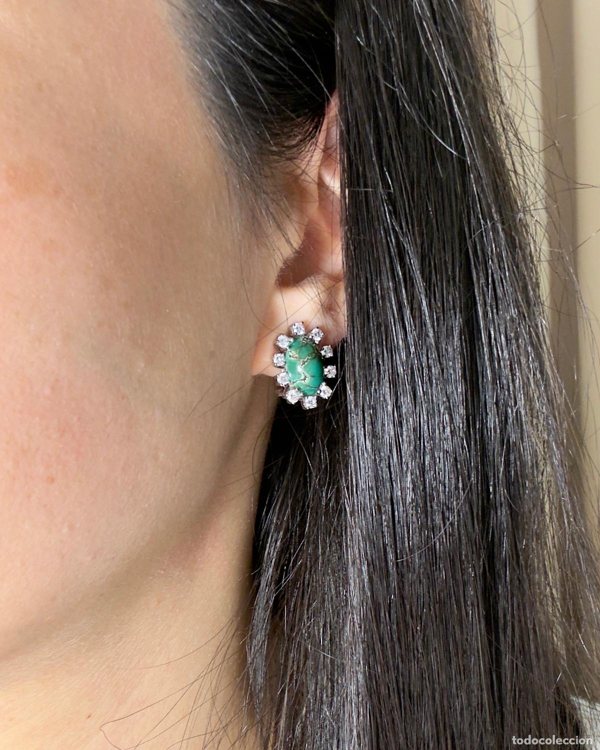 Joyeria: Pendientes Oro Blanco 18k Jade y Diamantes - Foto 5