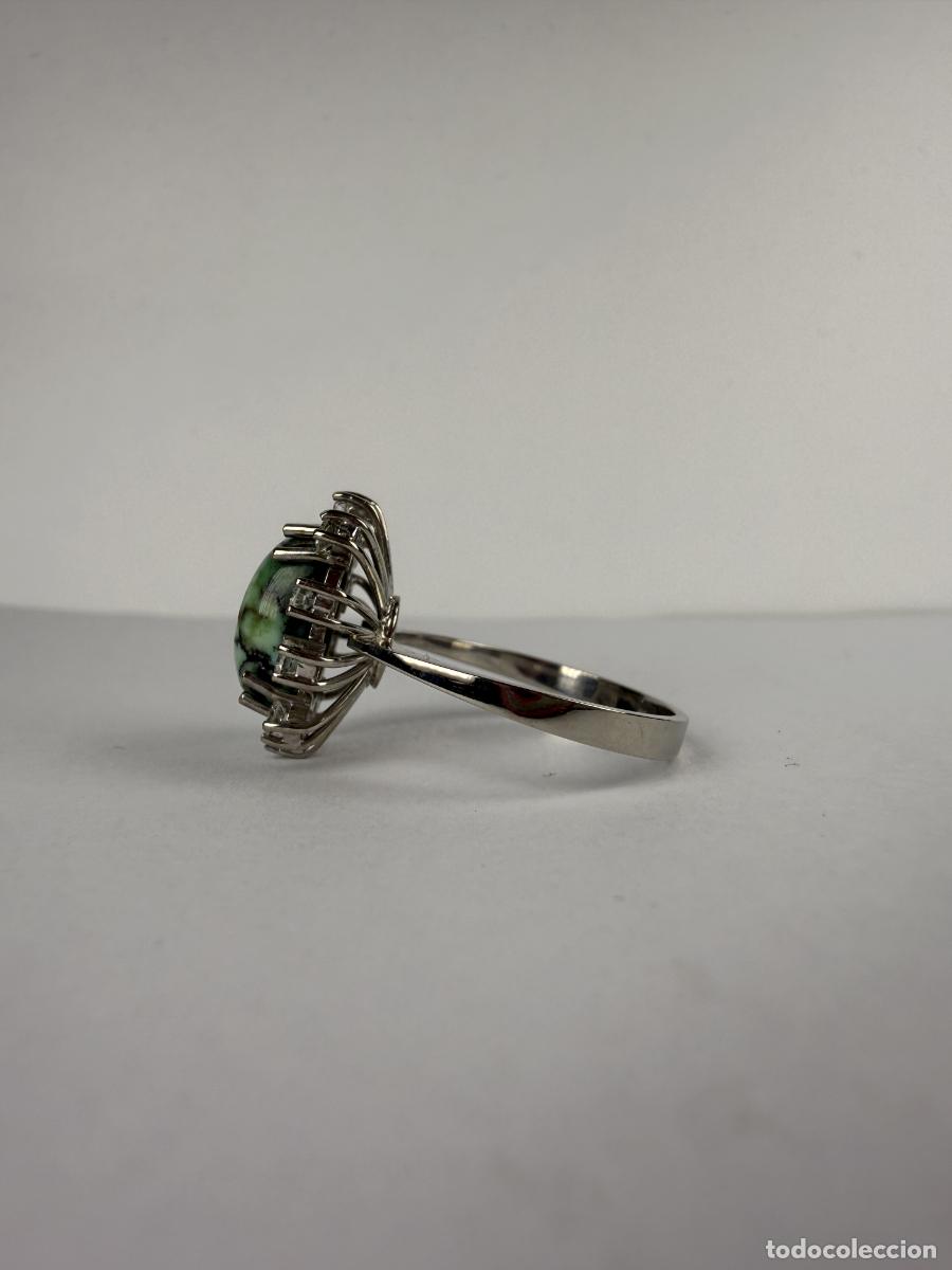 Joyeria: Anillo Oro Blanco 18k Jade y Diamantes - Foto 3