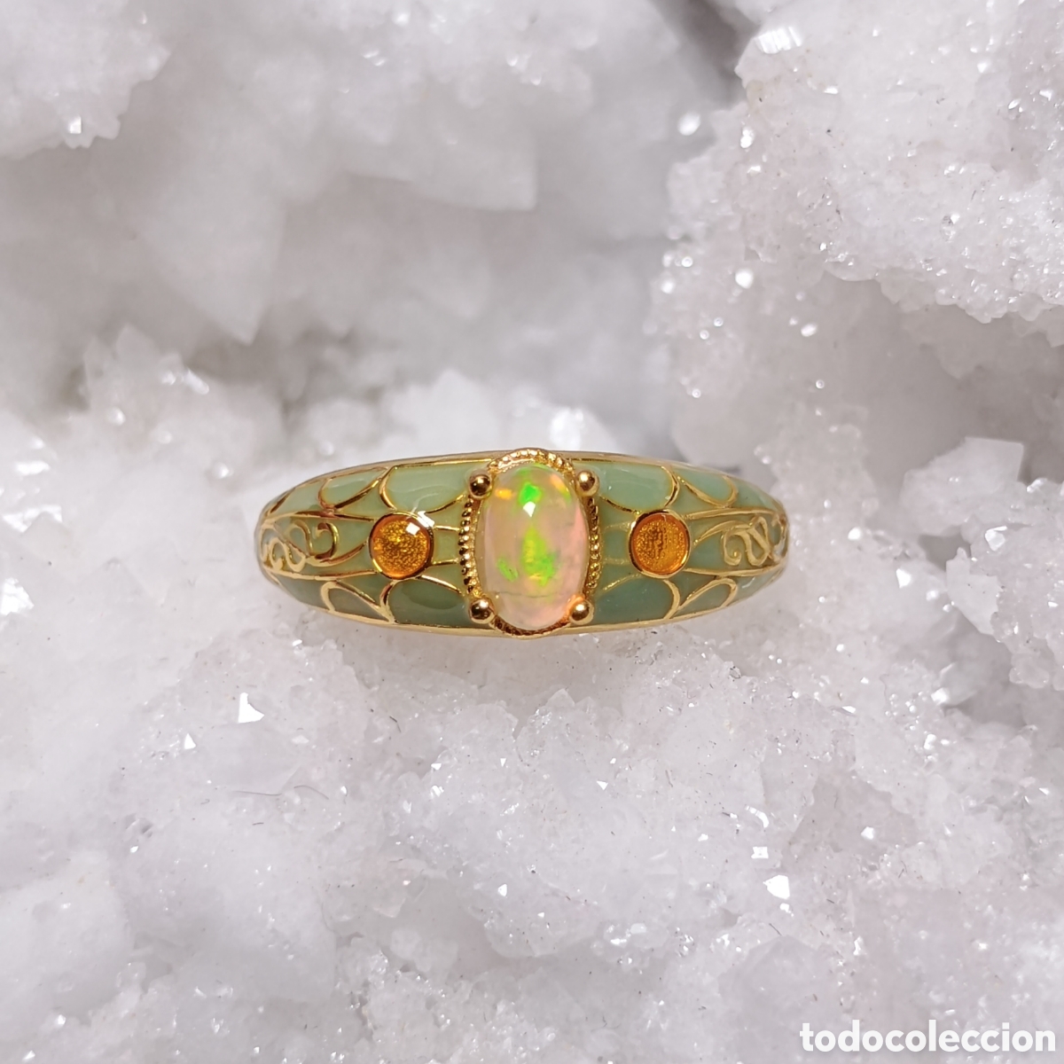 Joyeria: Anillo de &Oacute;palo Plata chapada en oro 18k