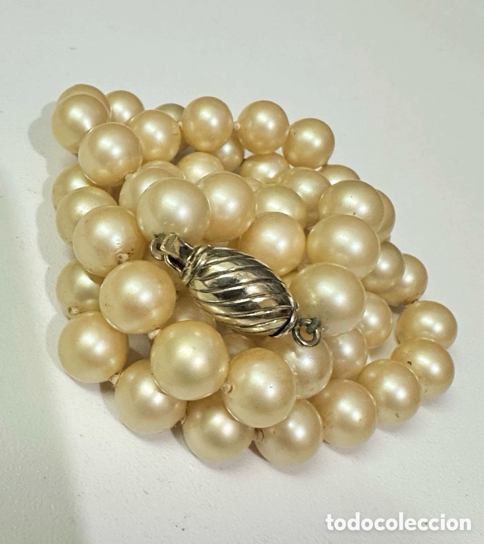 Joyeria: Elegante Collar De Perla Vintage Con Cierre De Plata 925 A&ntilde;os 70&rsquo;