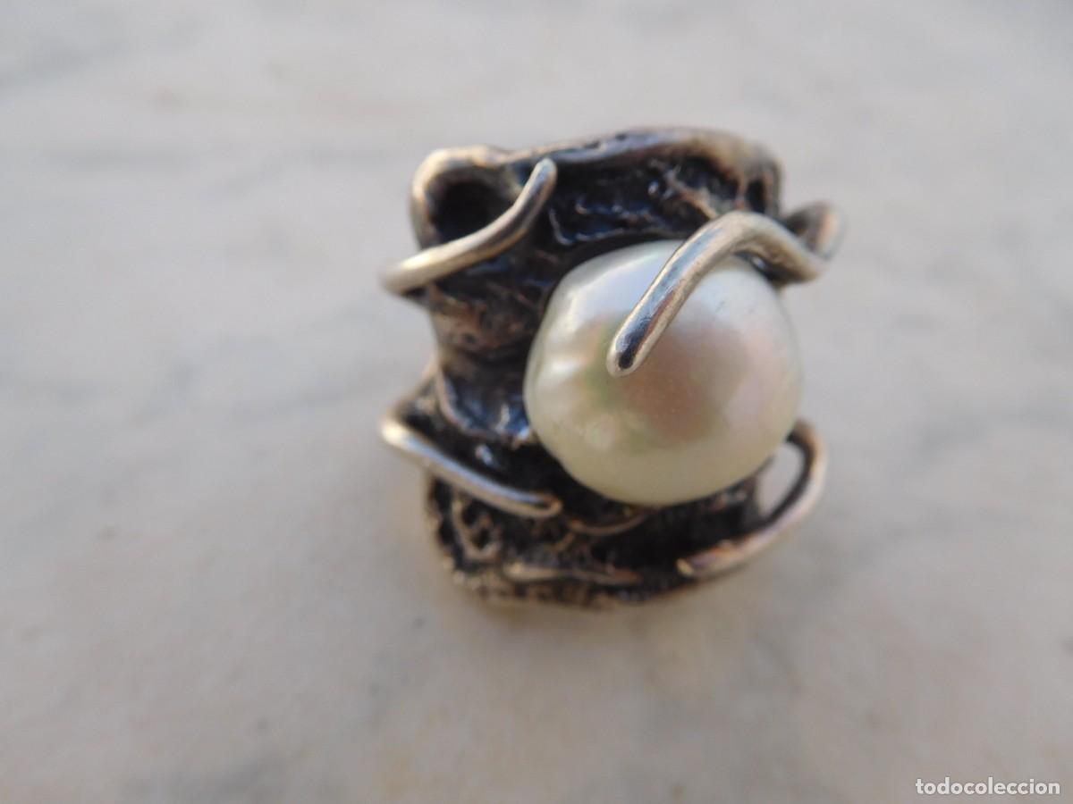 Joyeria: Anillo de plata vintage dise&ntilde;o perla