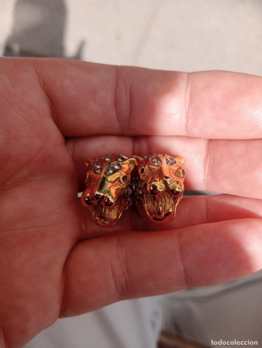 Joyeria: Pendientes de oro 14 k cara de jaguar