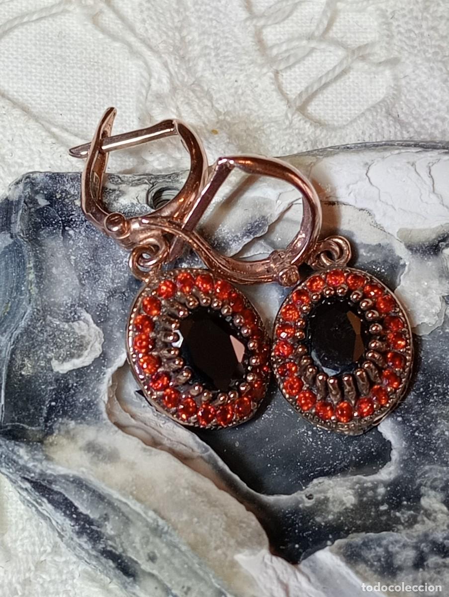 Joyeria: PRECIOSOS PENDIENTES DE ORO ROSA Y ZAFIRO NEGRO (SIN USAR)