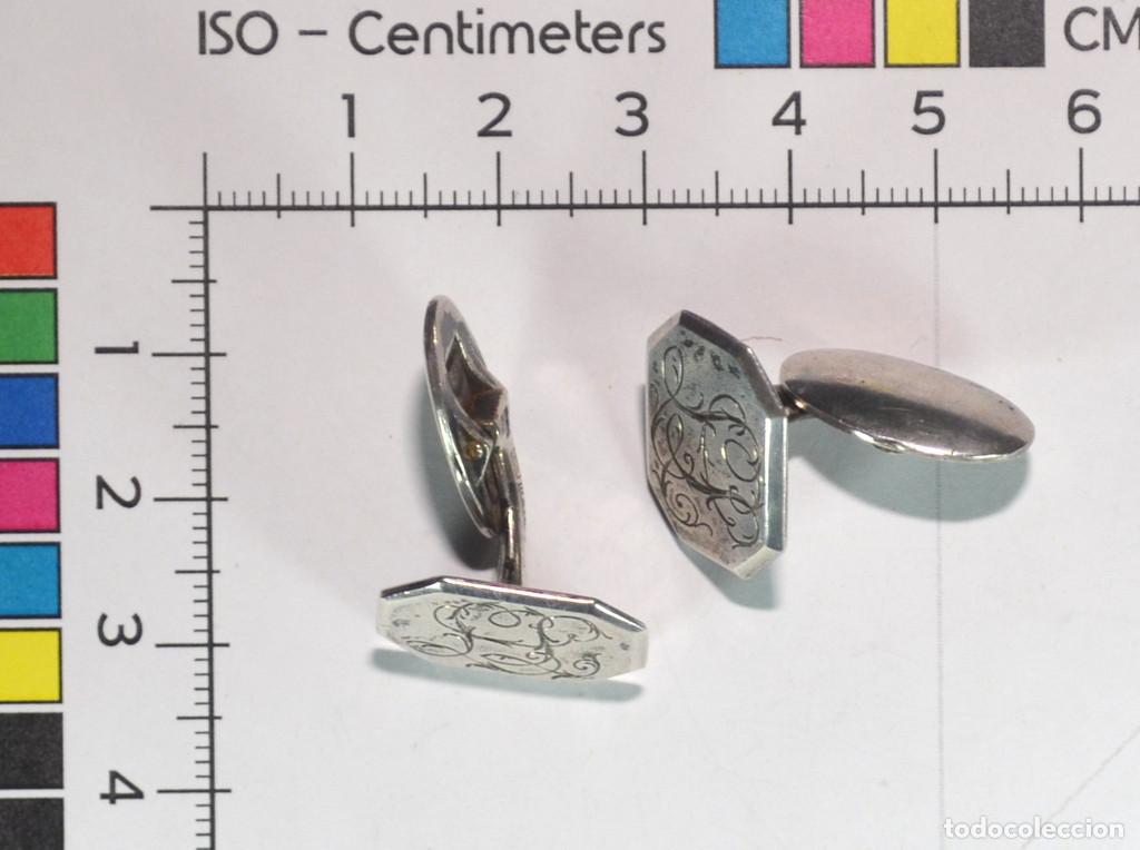 Joyeria: Gemelos de plata de los a&ntilde;os 1930-1940