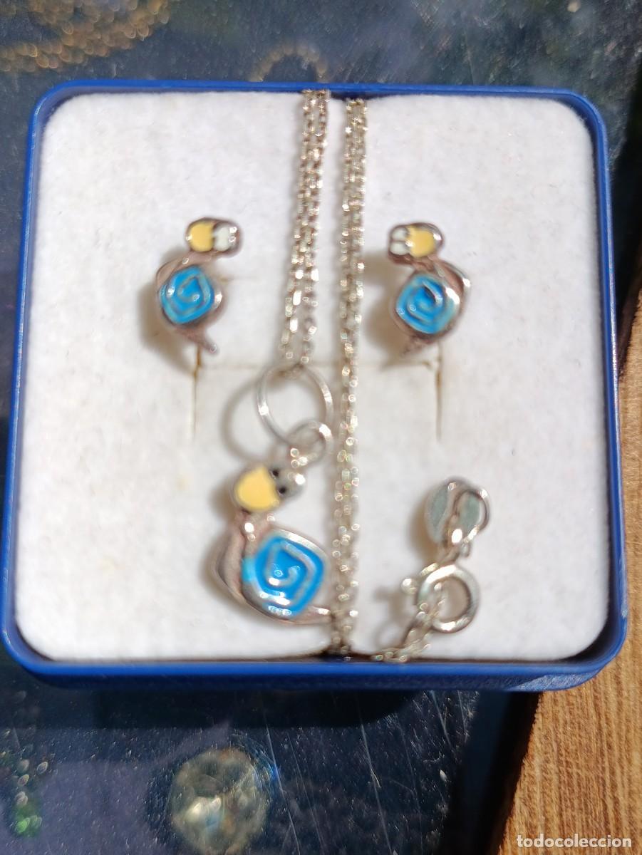 Joyeria: Set de plata de 1 Ley con esmaltes: collar y pendientes - Foto 1