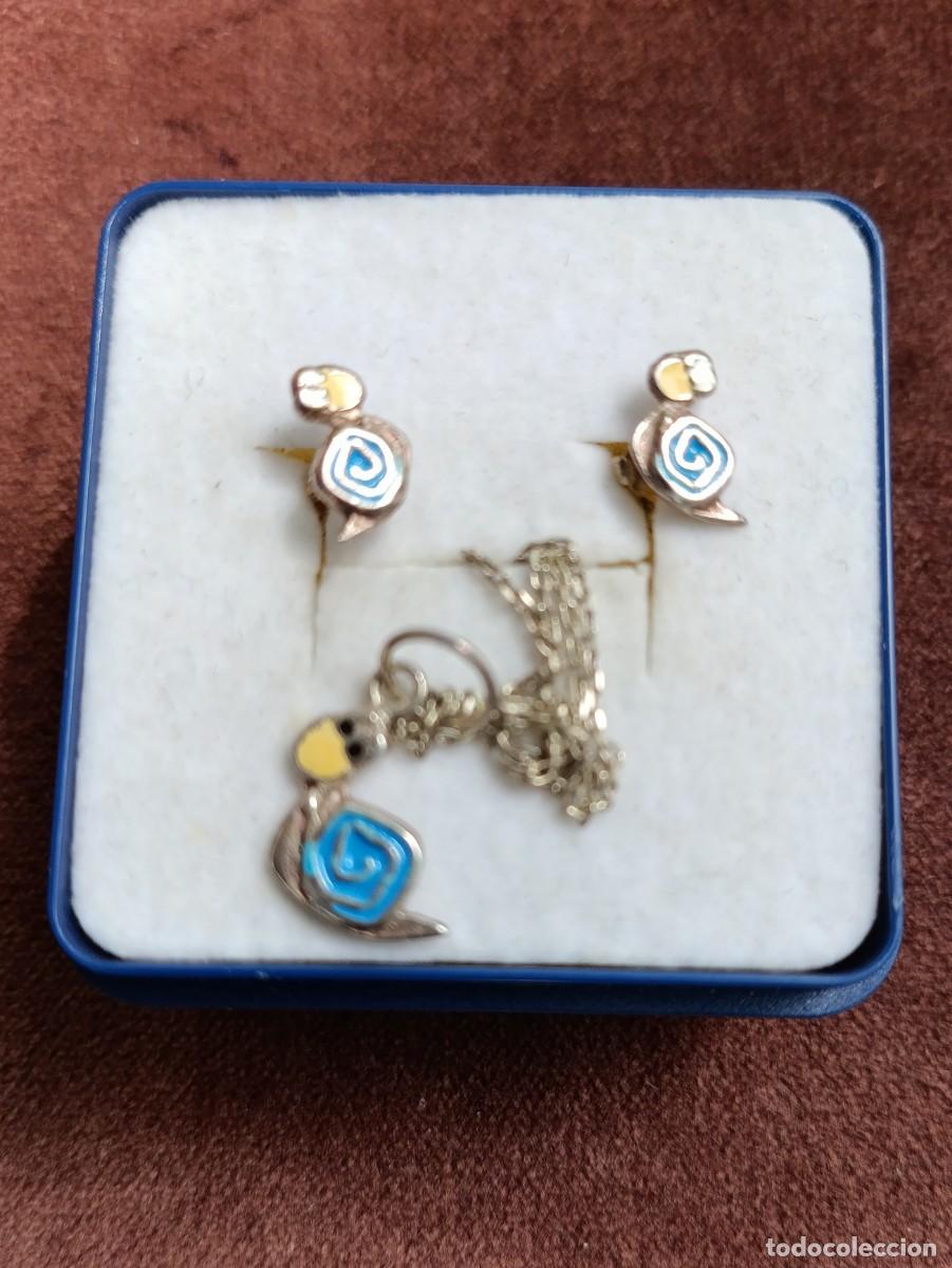 Joyeria: Set de plata de 1 Ley con esmaltes: collar y pendientes - Foto 2