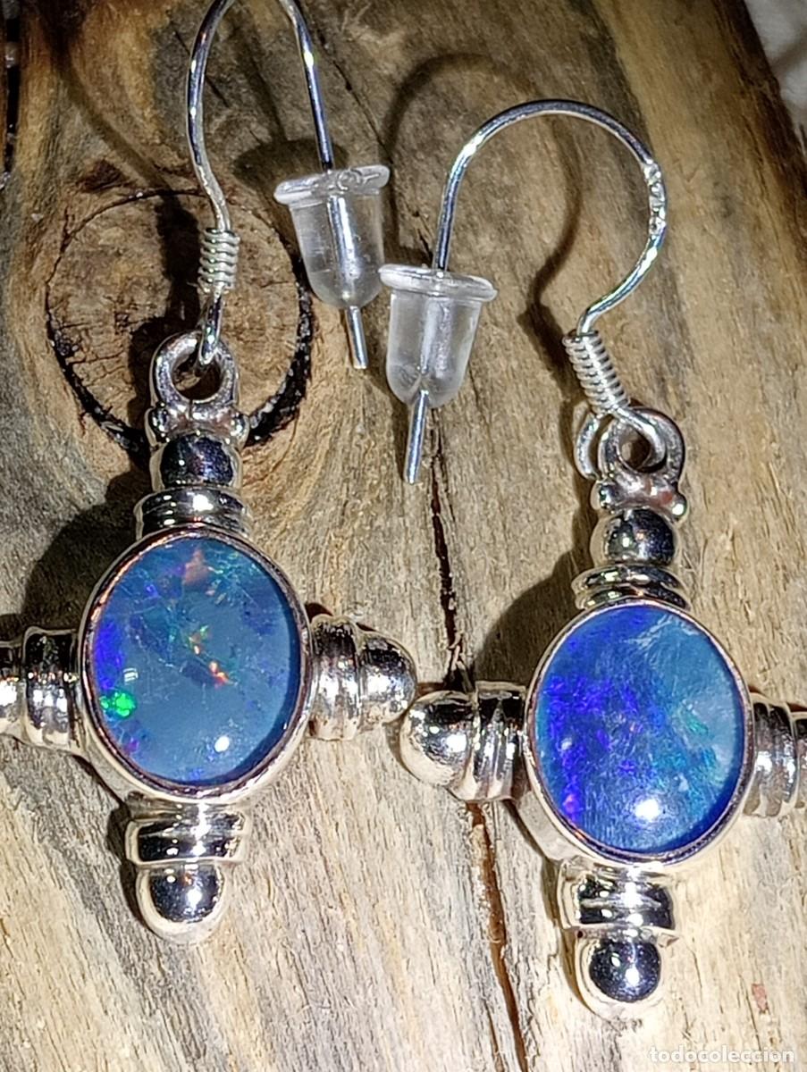 Joyeria: BONITOS PENDIENTES CON CRUZ DE &Oacute;PALO DE FUEGO NATURAL Y PLATA MACIZA (SIN USAR)