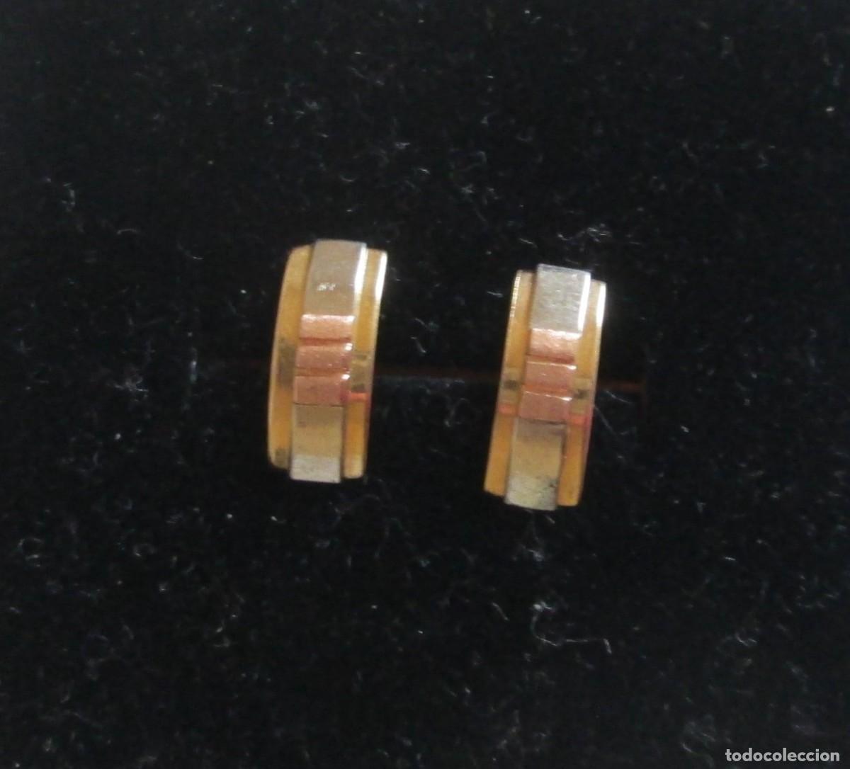 Joyeria: Pendientes en oro de 18 kilates con tres colores.