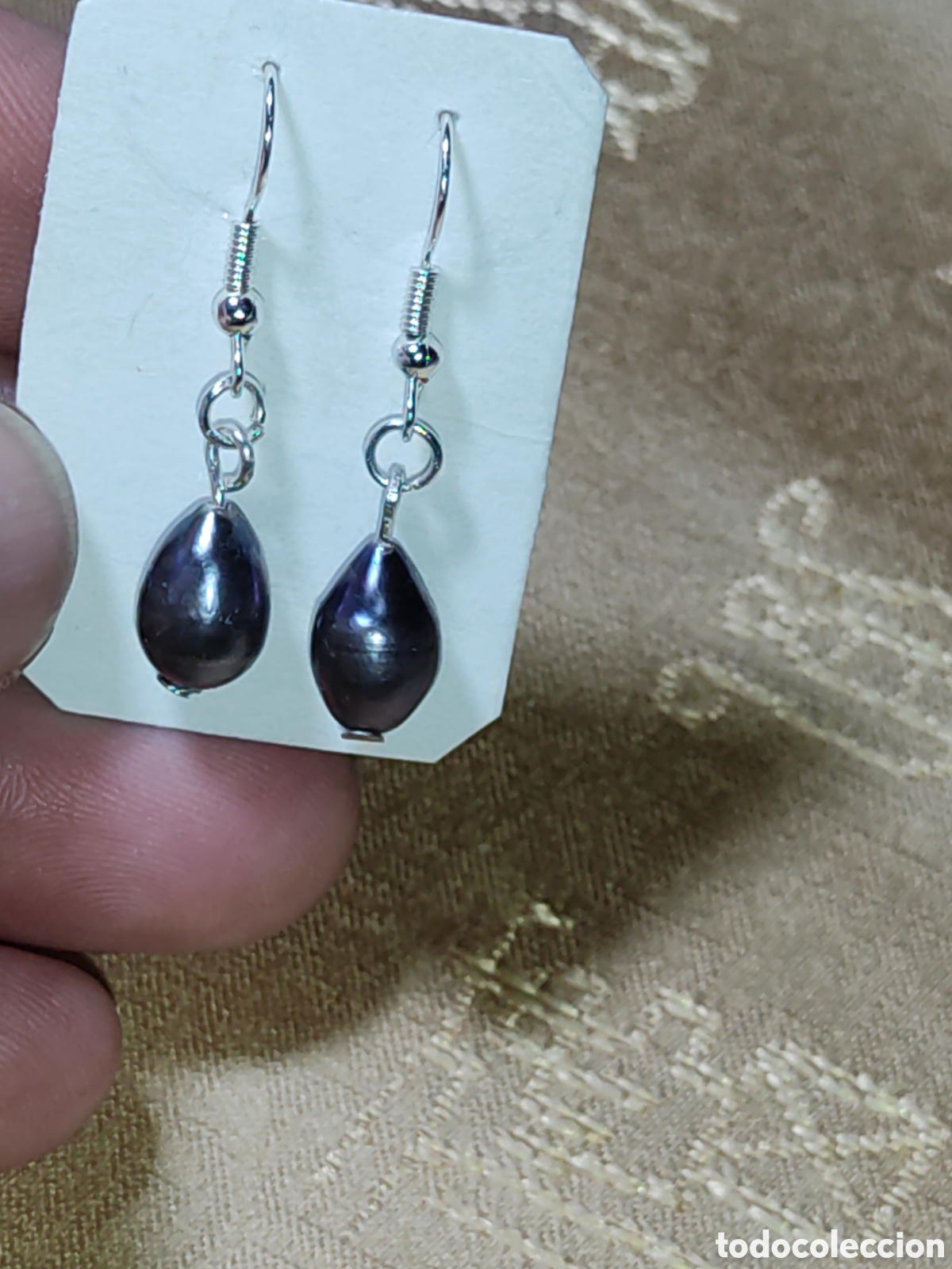 Joyeria: Pendientes l&aacute;grima de perlas gris. - Foto 7