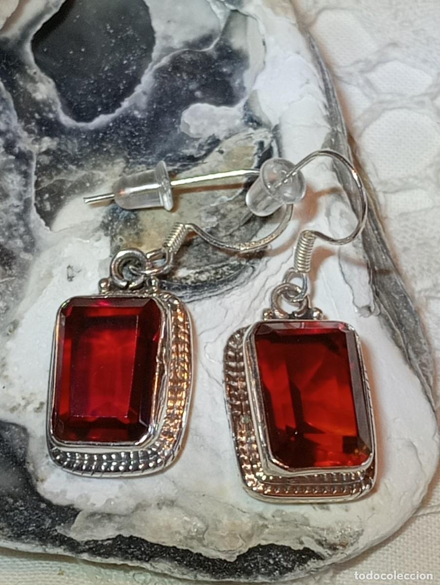 Joyeria: VALIOSOS PENDIENTES DE PLATA MACIZA Y GRANATES NATURALES (SIN USAR)