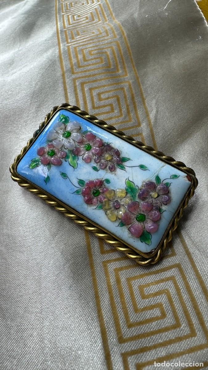 Joyeria: Antiguo broche de esmalte