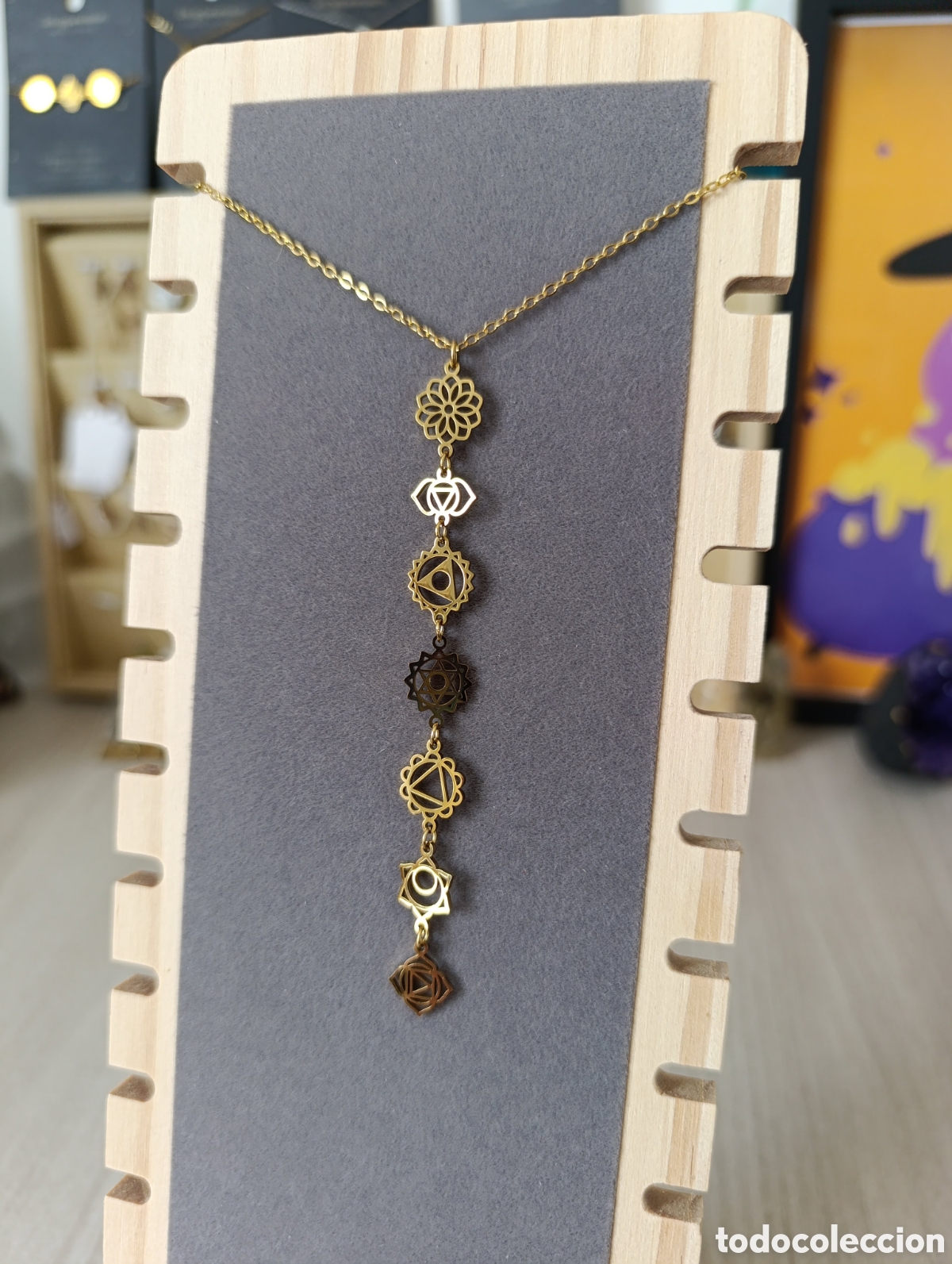 Joyeria: Collar 7 chakras en dorado