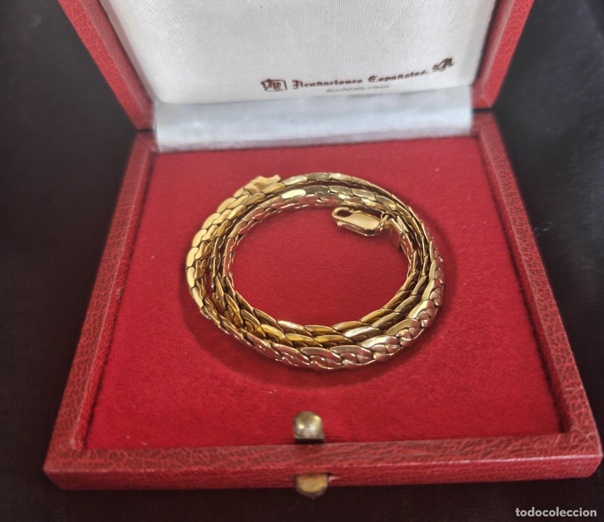 Joyeria: ESPECTACULAR COLLAR GARGANTILLA CADENA ESPIGA . ORO MACIZO 18K. MEDIADOS S XX. 17GR. REGALO ESTUCHE