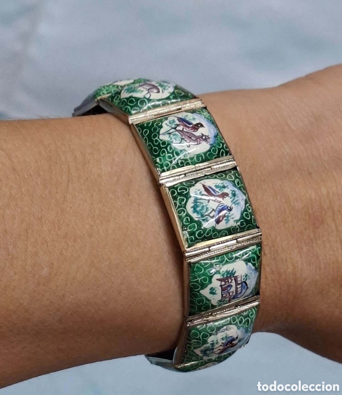 Joyeria: Pulsera de plata y esmaltes principios de Siglo XX