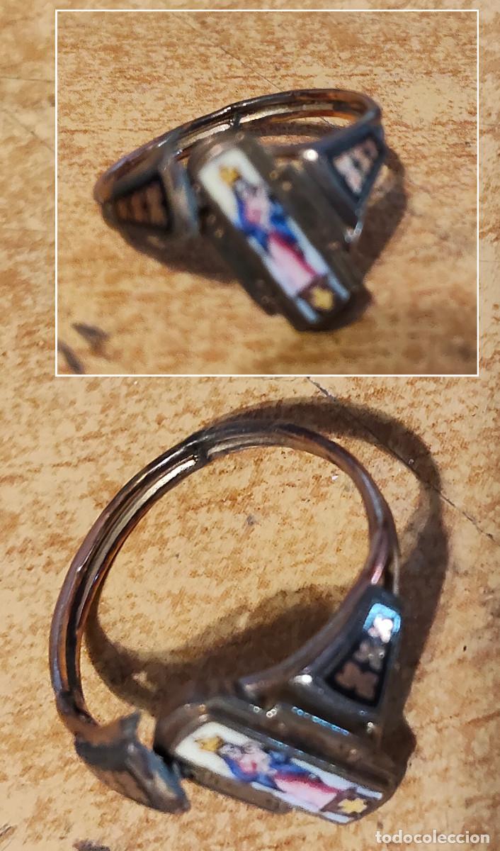 Joyeria: Muy Antiguo anillo plata foto virgen inmaculada *** habria que soldarlo ***