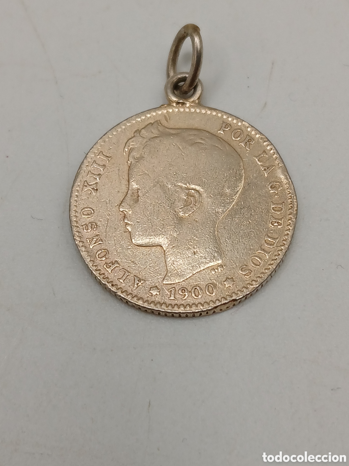 Joyeria: Colgante plata moneda una peseta 1900