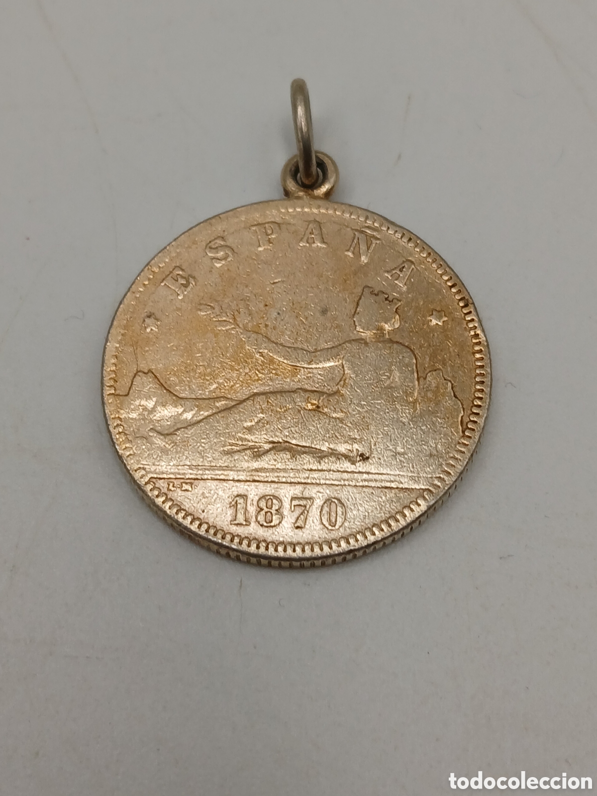 Joyeria: Colgante plata moneda 2 pesetas 1870