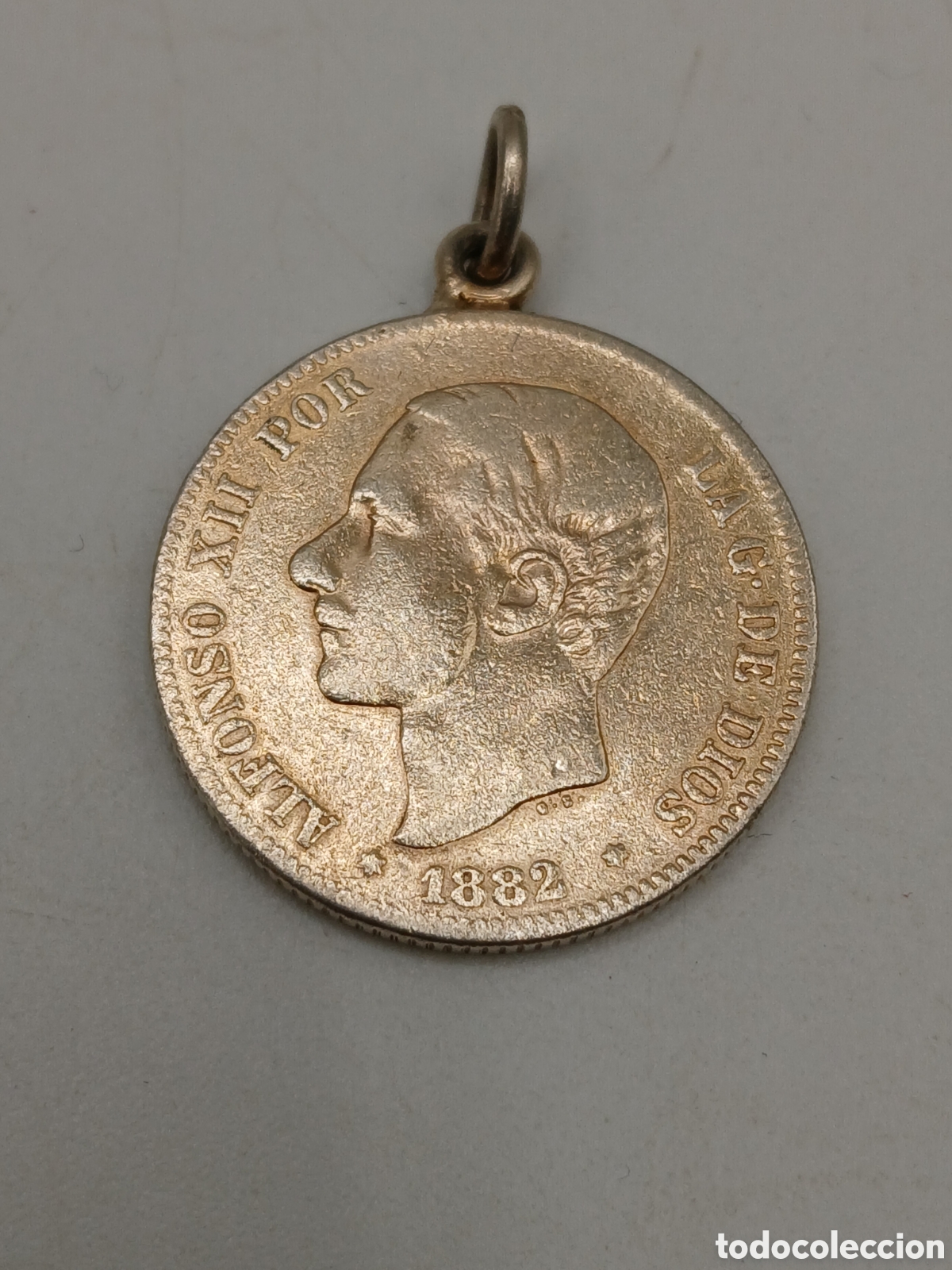Joyeria: Colgante plata moneda 2 pesetas 1882