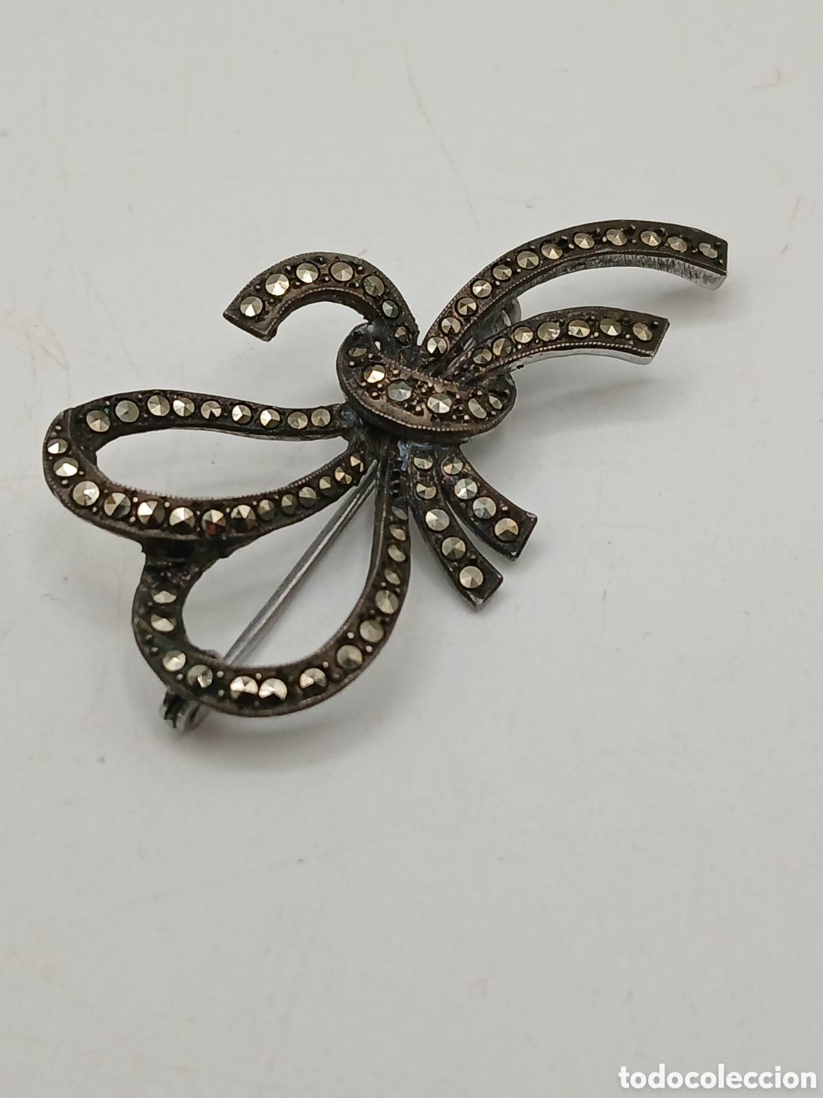 Joyeria: Broche plata 925mls y marquesitas. C 1970s - Foto 2