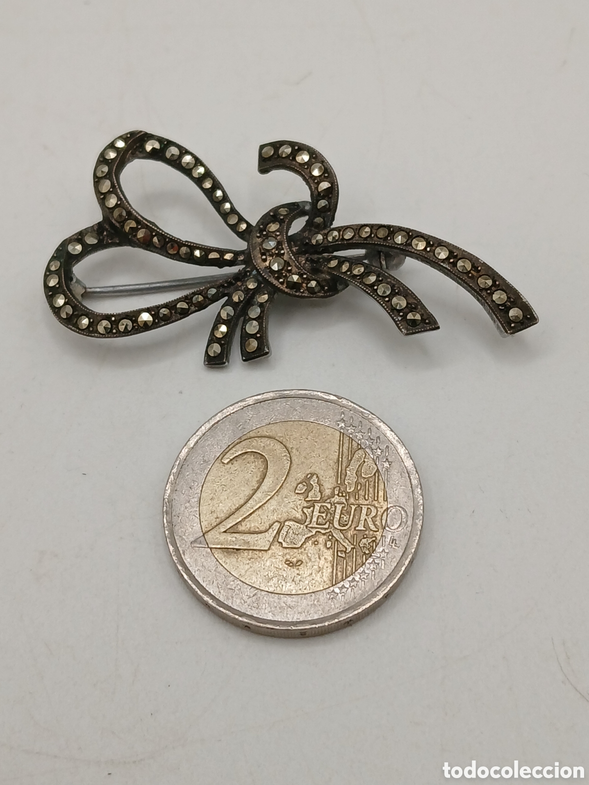Joyeria: Broche plata 925mls y marquesitas. C 1970s - Foto 3