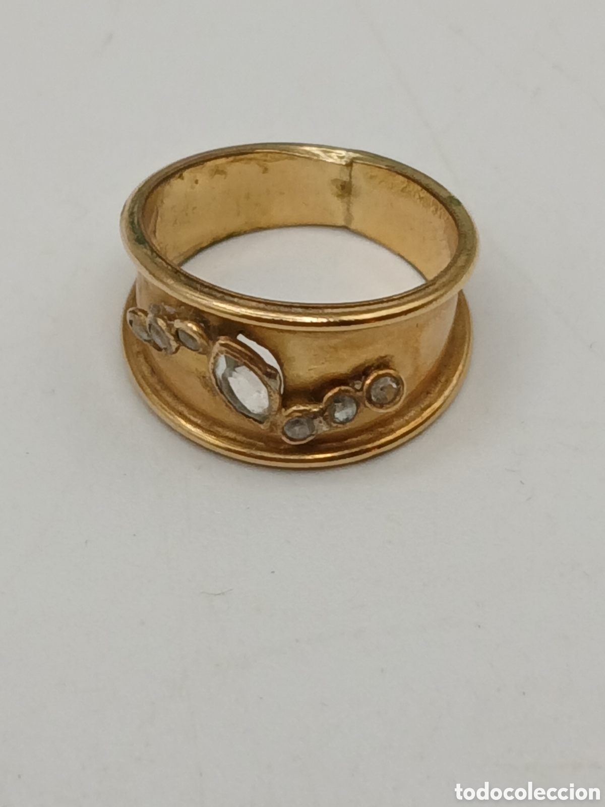 Joyeria: Anillo plata 925mls chapado oro y pedrer&iacute;a. C 1950's