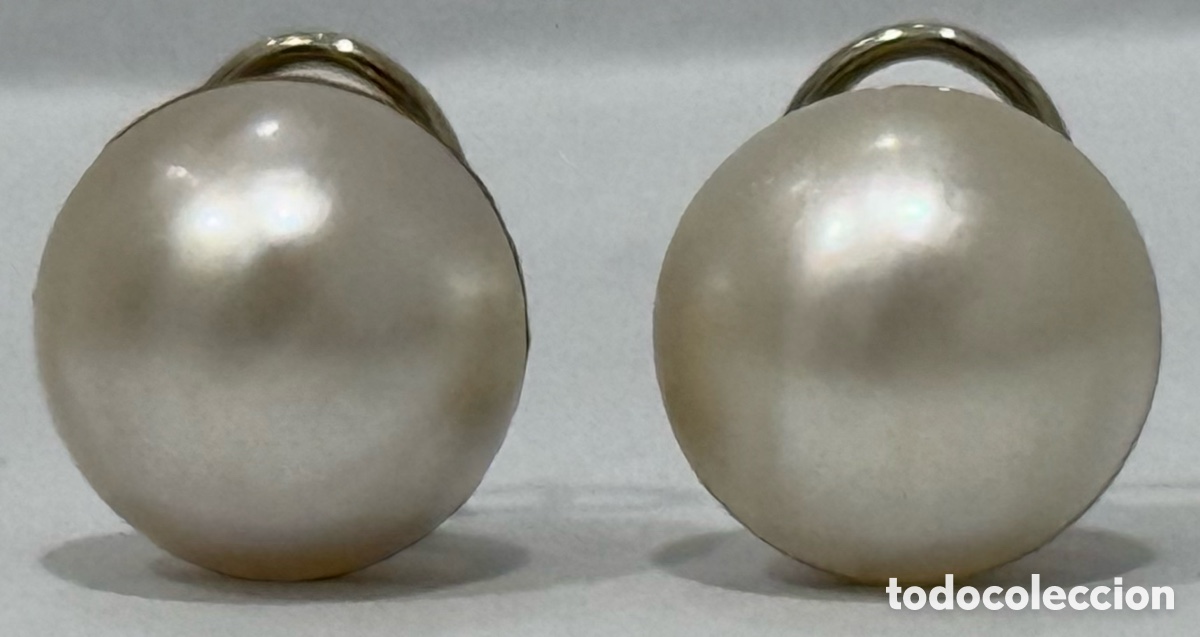 Joyeria: ANTIGUOS PENDIENTES ORO BLANCO 18K Y PERLAS MARBE - Foto 2