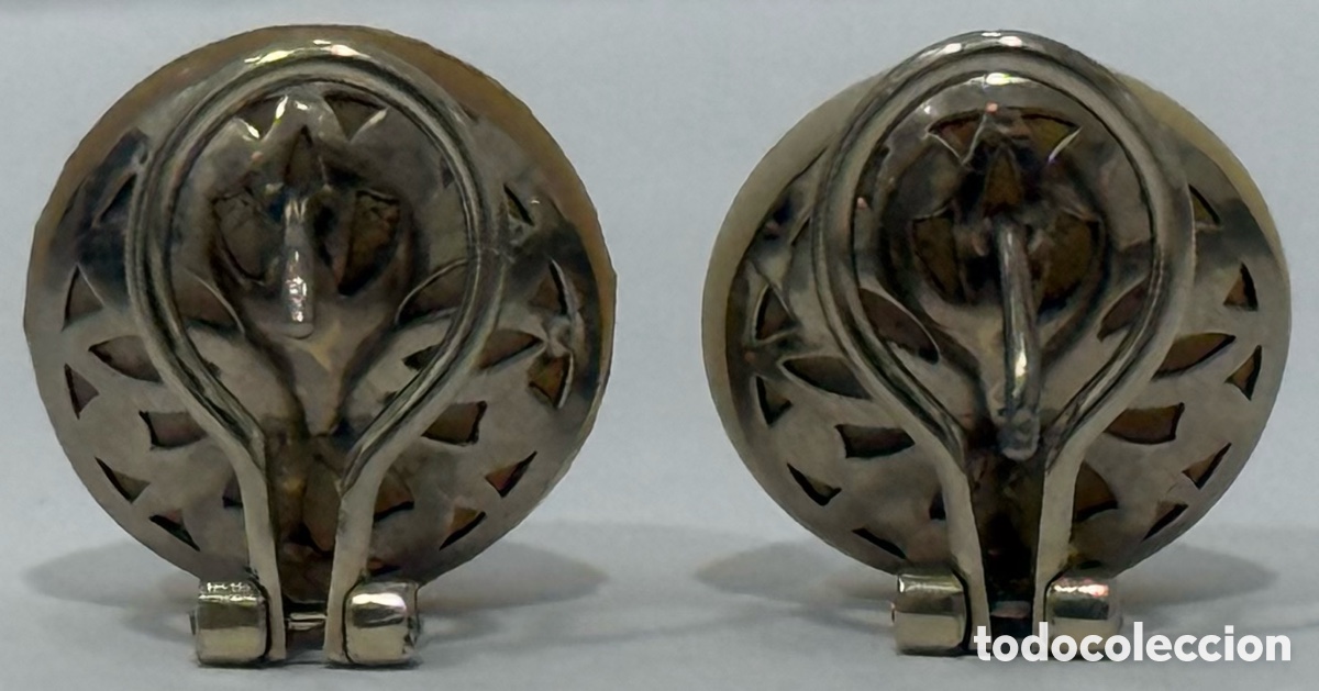 Joyeria: ANTIGUOS PENDIENTES ORO BLANCO 18K Y PERLAS MARBE - Foto 6