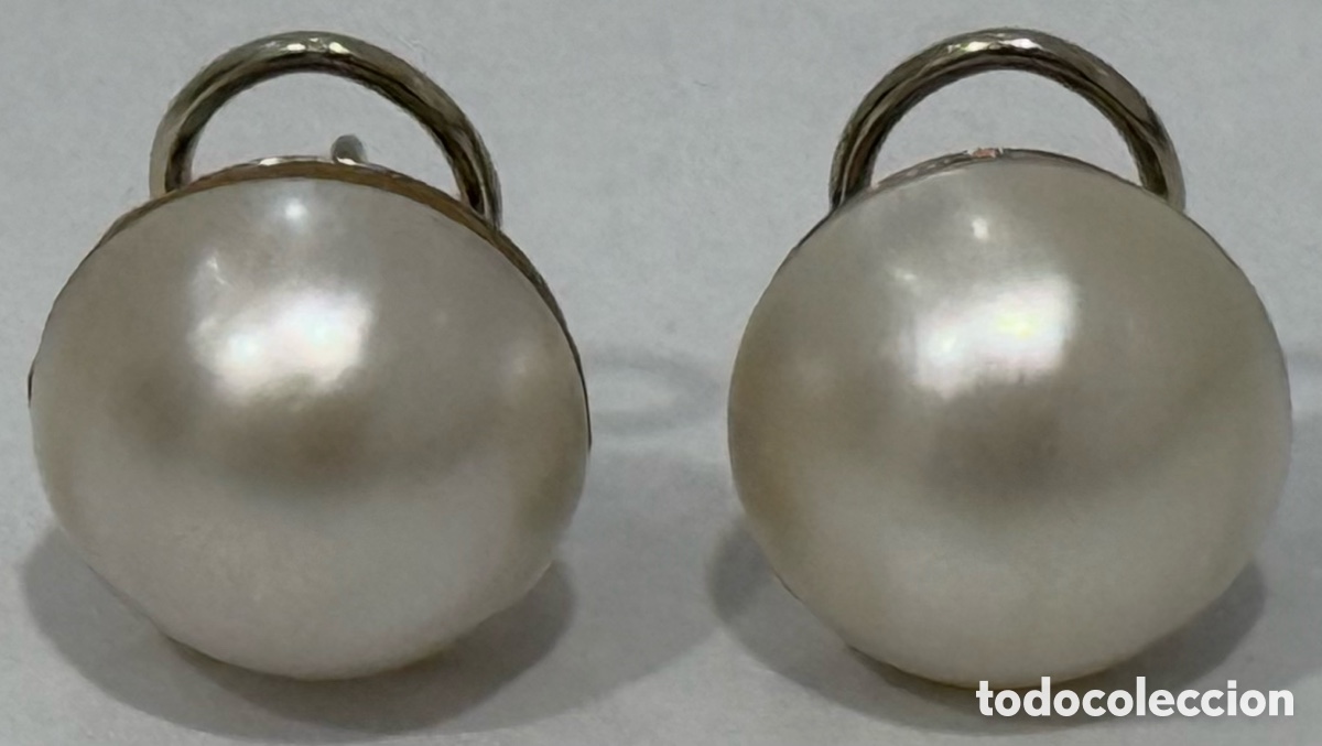 Joyeria: ANTIGUOS PENDIENTES ORO BLANCO 18K Y PERLAS MARBE - Foto 7