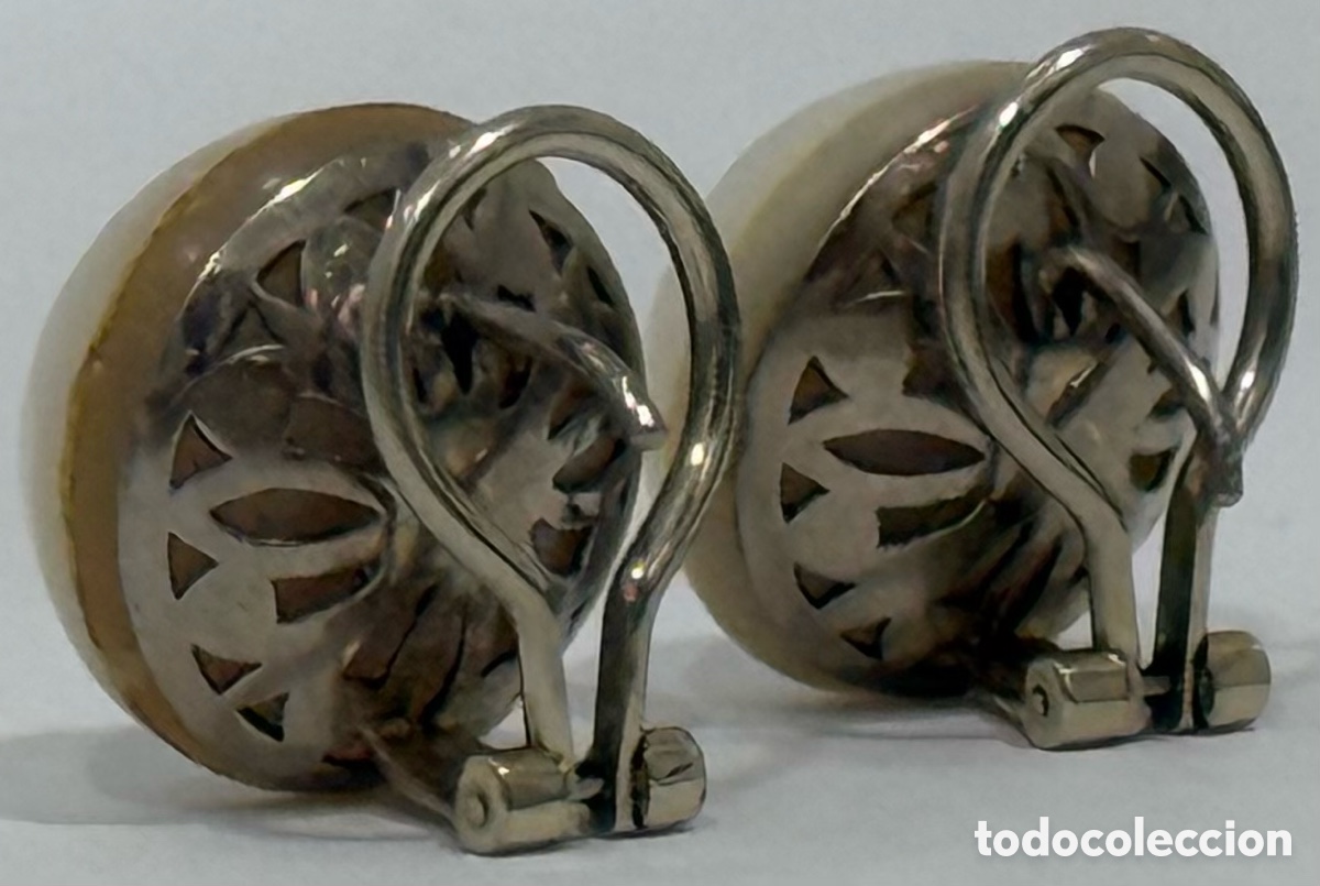 Joyeria: ANTIGUOS PENDIENTES ORO BLANCO 18K Y PERLAS MARBE - Foto 10