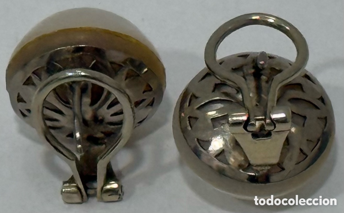 Joyeria: ANTIGUOS PENDIENTES ORO BLANCO 18K Y PERLAS MARBE - Foto 11