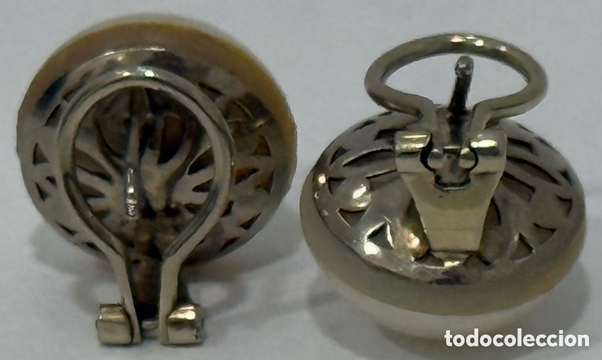 Joyeria: ANTIGUOS PENDIENTES ORO BLANCO 18K Y PERLAS MARBE - Foto 12
